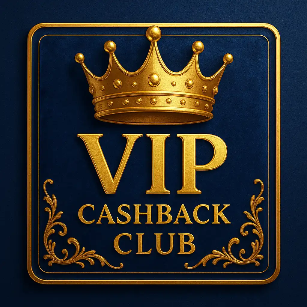 Golden crown and velvet card representing the VIP cashback club